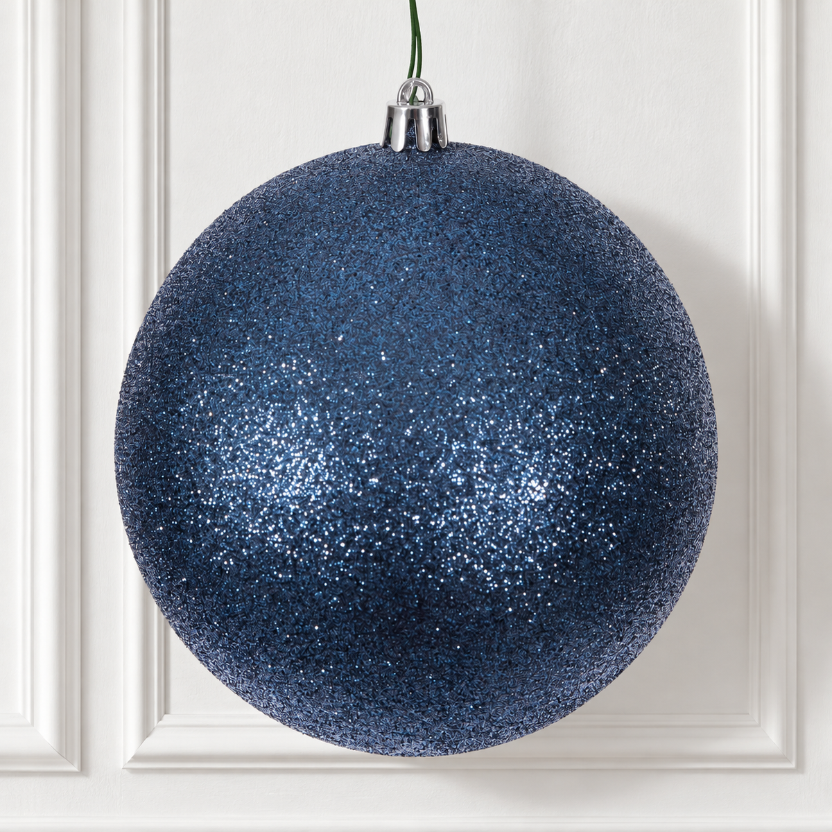 6" Shatterproof Ball Ornament - Denim Blue - Glitter - Bag of 4 — view 2