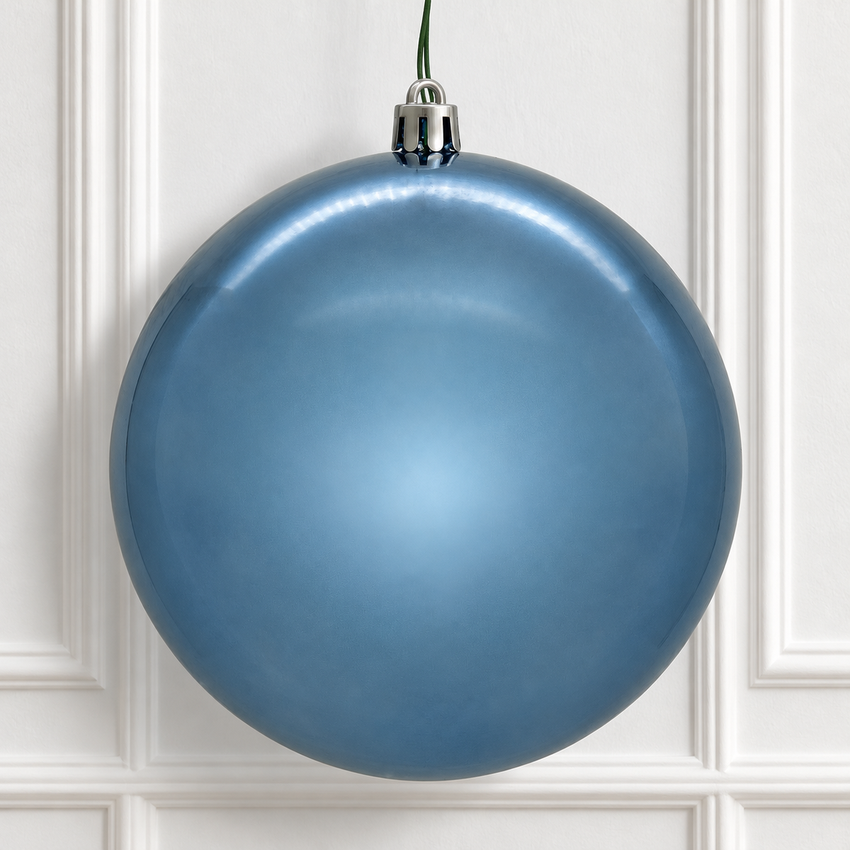 6" Shatterproof Ball Ornament - Denim Blue - Shiny - UV Treated - Bag of 4 — view 2