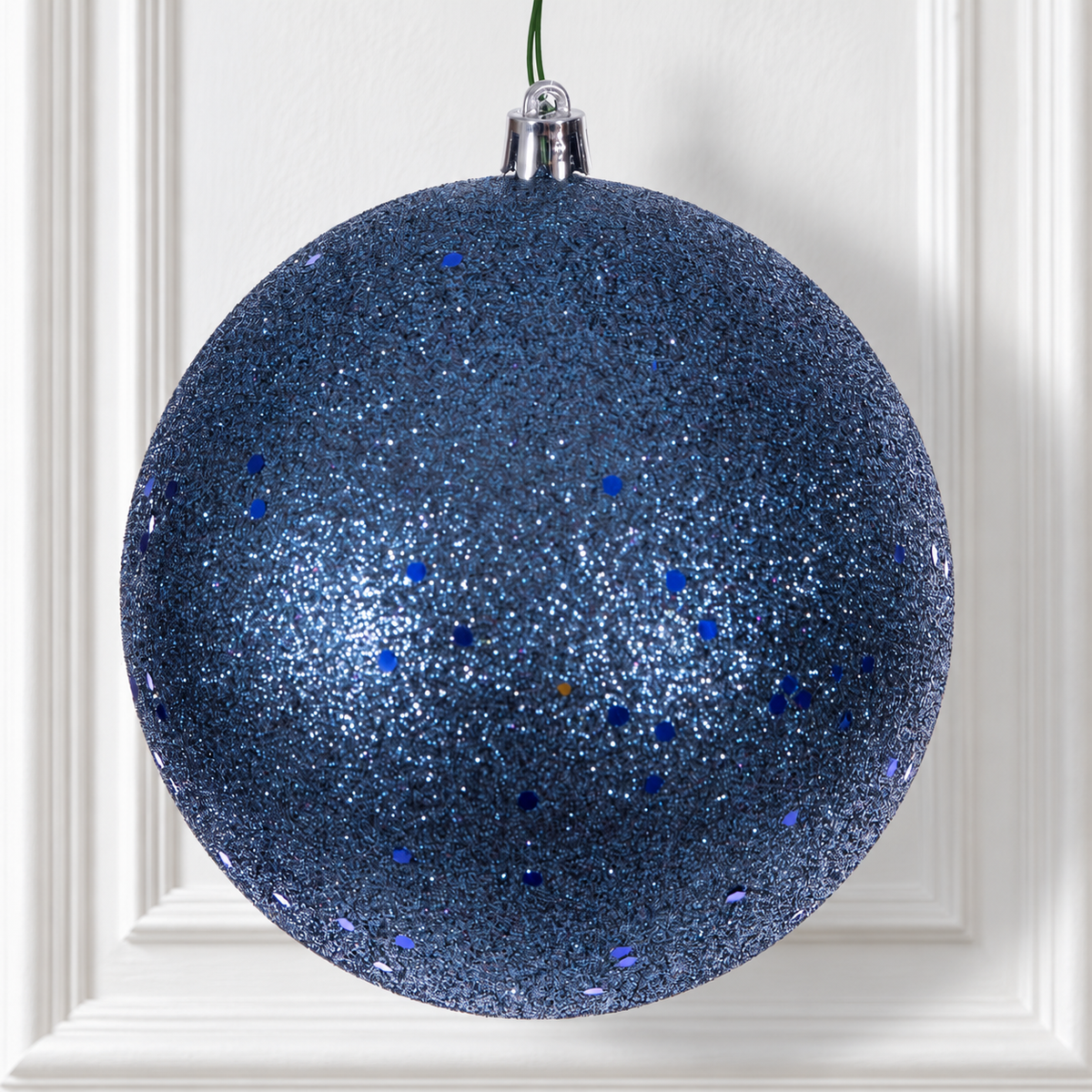 6" Shatterproof Ball Ornament - Denim Blue - Sequin - Bag of 4 — view 2