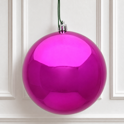 6" Shatterproof Ball Ornament - Fuchsia- Candy - UV Treated - Bag of 4 — view 2