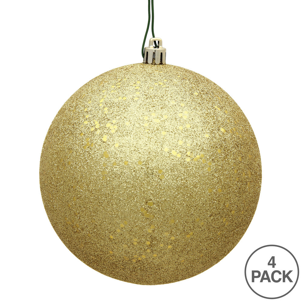 6" Shatterproof Ball Ornament - Gold - Sequin - Bag of 4 — view 4