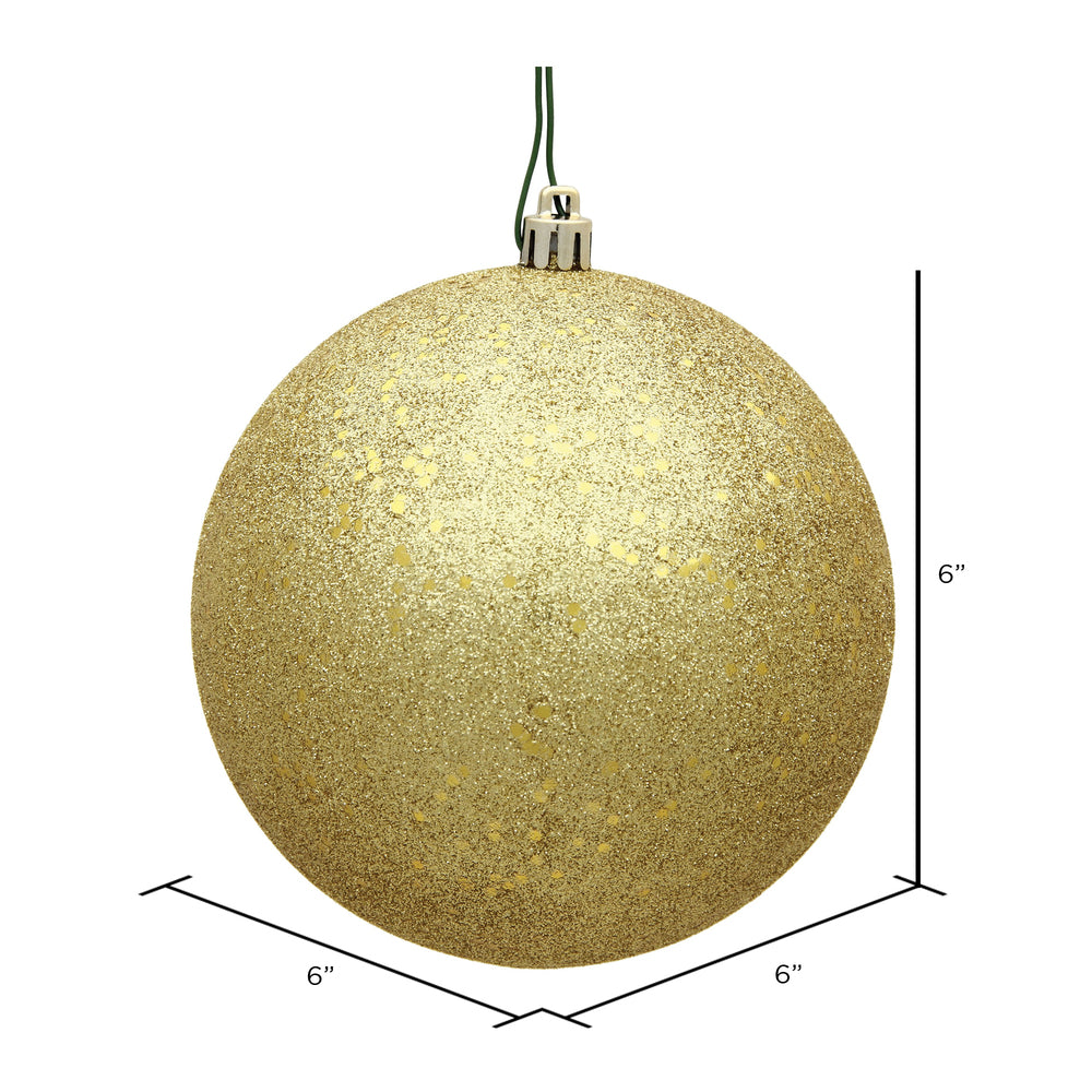 6" Shatterproof Ball Ornament - Gold - Sequin - Bag of 4 — view 3