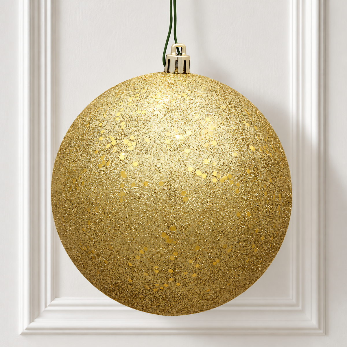 6" Shatterproof Ball Ornament - Gold - Sequin - Bag of 4 — view 2