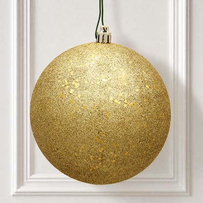 6" Shatterproof Ball Ornament - Gold - Sequin - Bag of 4 — view 2