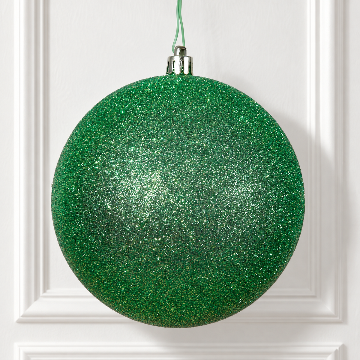 6" Shatterproof Ball Ornament - Green - Glitter - Bag of 4 — view 2