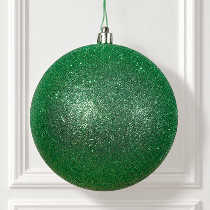 6" Shatterproof Ball Ornament - Green - Glitter - Bag of 4 — view 2