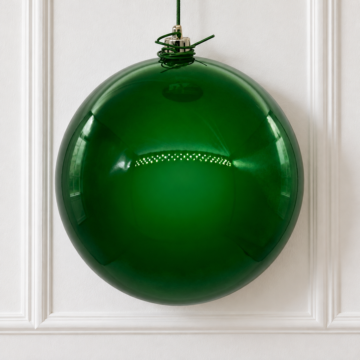 6" Shatterproof Ball Ornament - Green - Pearl - UV Treated - Bag of 4 — view 2