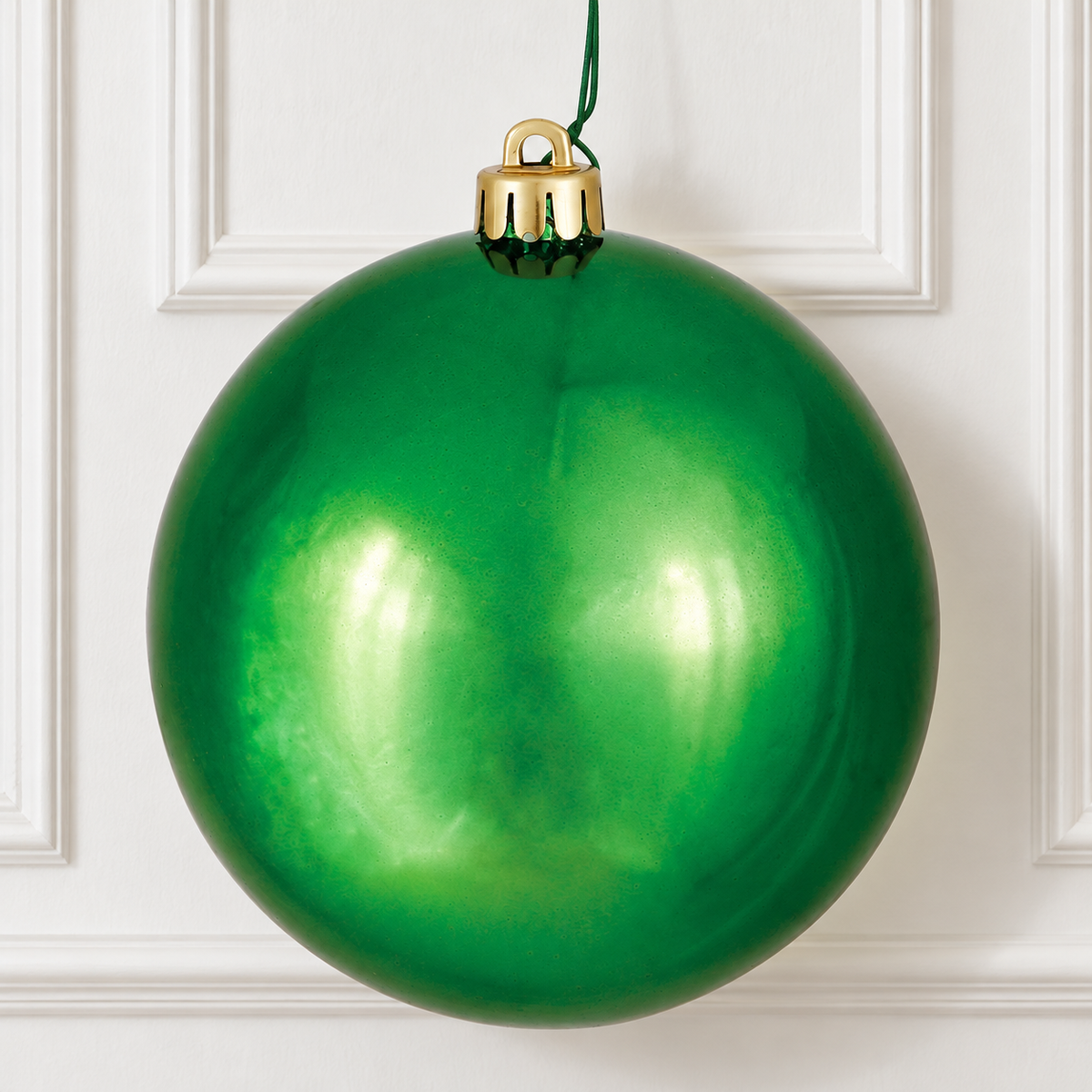 6" Shatterproof Ball Ornament - Green - Shiny - UV Treated - Bag of 4 — view 2