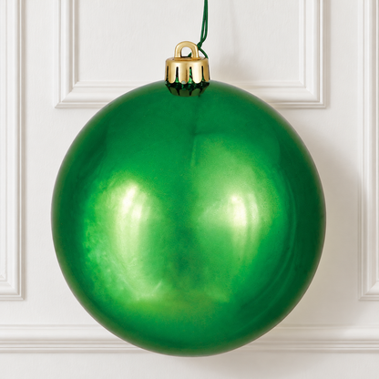 6" Shatterproof Ball Ornament - Green - Shiny - UV Treated - Bag of 4 — view 2