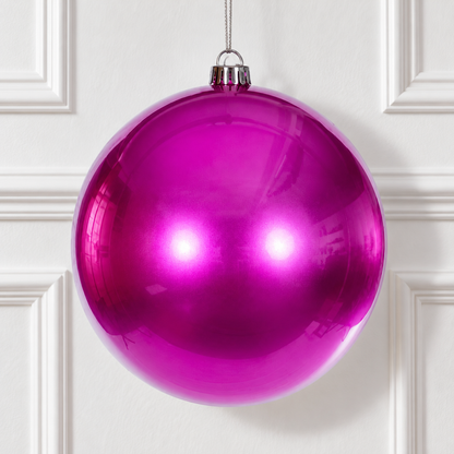 6" Shatterproof Ball Ornament - Hot Pink - Candy - UV Treated - Bag of 4 — view 2