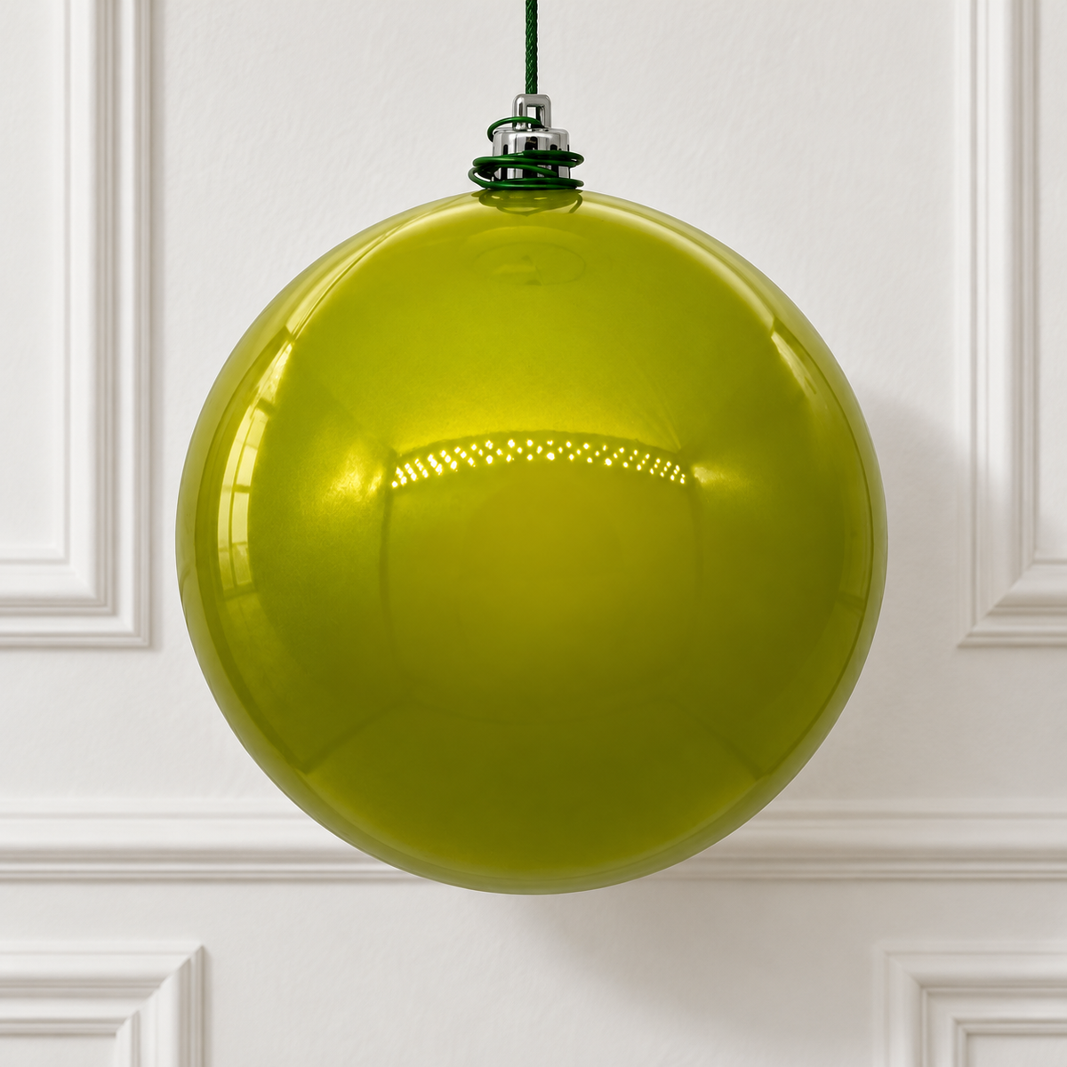 6" Shatterproof Ball Ornament - Lime - Pearl - UV Treated - Bag of 4 — view 2
