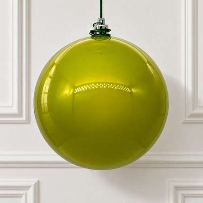 6" Shatterproof Ball Ornament - Lime - Pearl - UV Treated - Bag of 4 — view 2