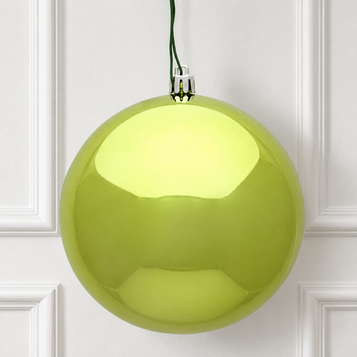 6" Shatterproof Ball Ornament - Lime - Shiny - UV Treated - Bag of 4 — view 2