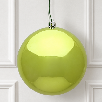 6" Shatterproof Ball Ornament - Lime - Shiny - UV Treated - Bag of 4 — view 2