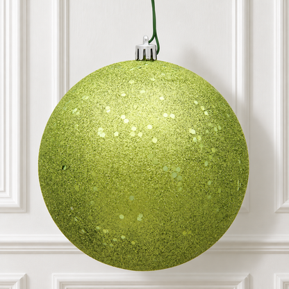 6" Shatterproof Ball Ornament - Lime - Sequin - Bag of 4 — view 2