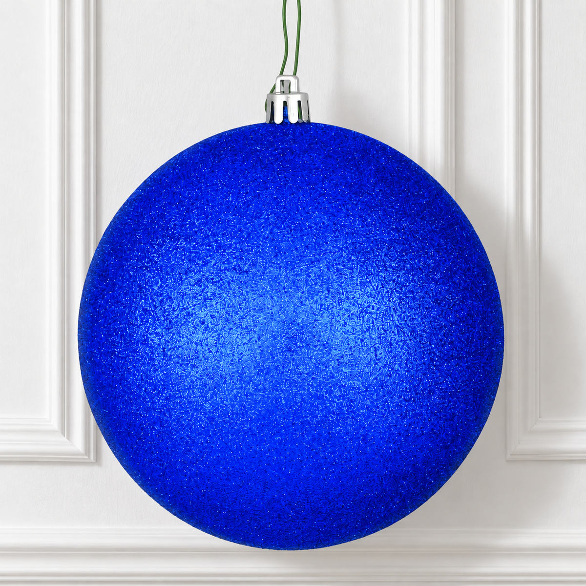 6" Shatterproof Ball Ornament - Midnight Blue - Glitter - Bag of 4 — view 2