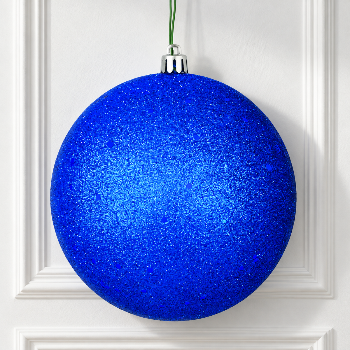 6" Shatterproof Ball Ornament - Midnight Blue - Sequin - Bag of 4 — view 2
