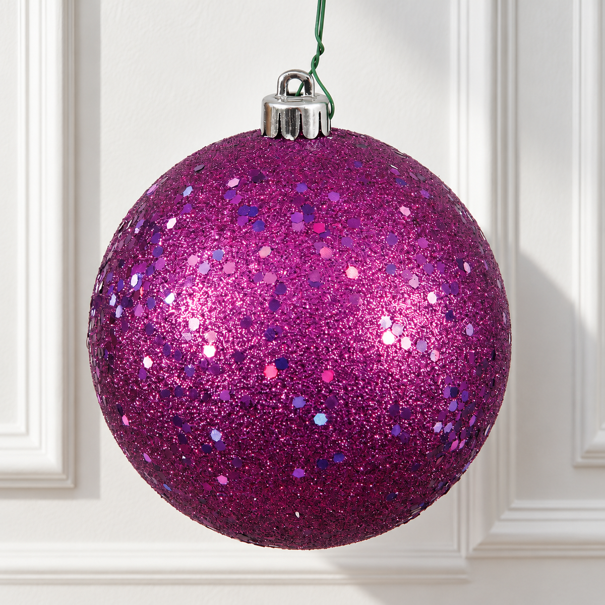 6" Shatterproof Ball Ornament - Plum - Sequin - Bag of 4 — view 2