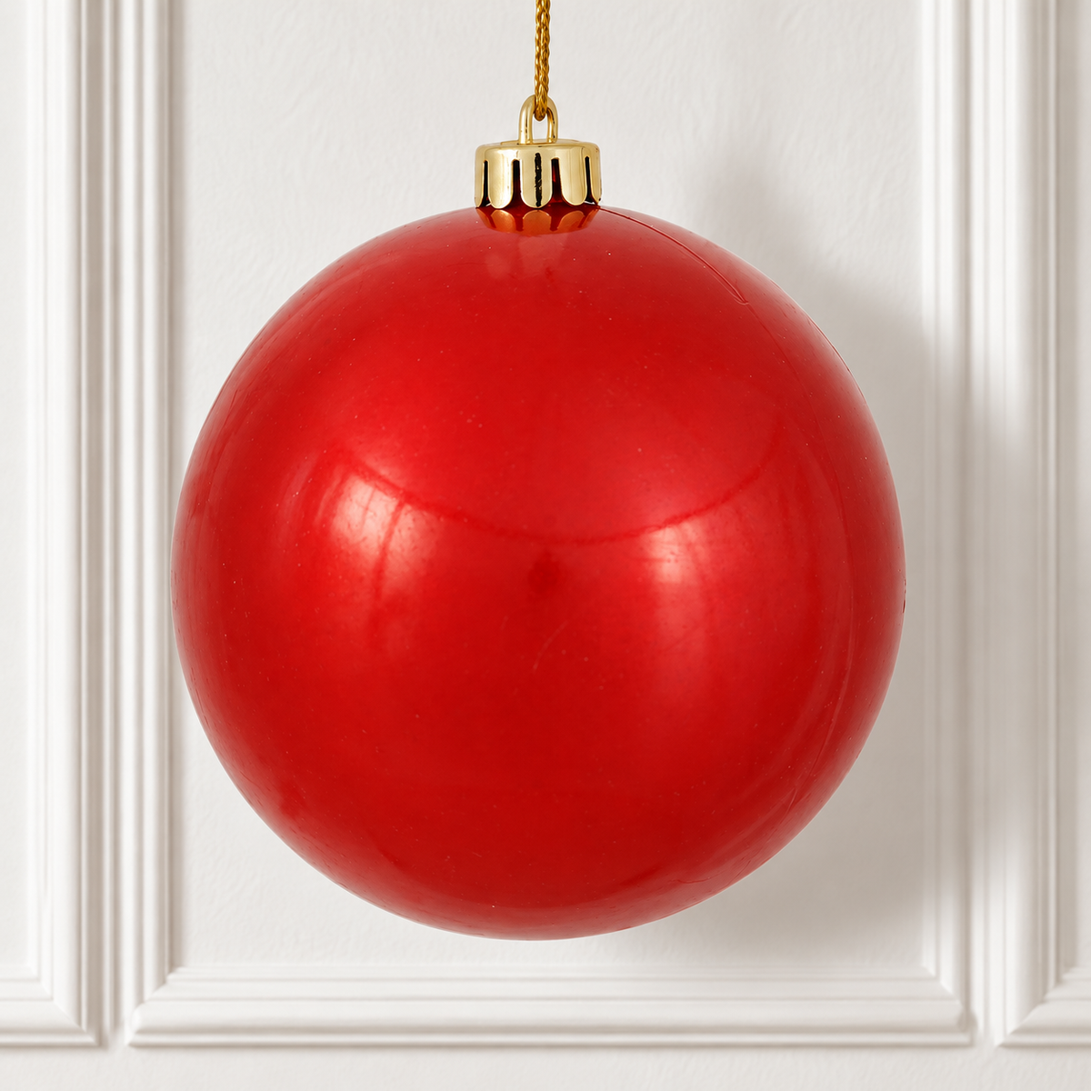 6" Shatterproof Ball Ornament - Red - Candy - UV Treated - Bag of 4 — view 2