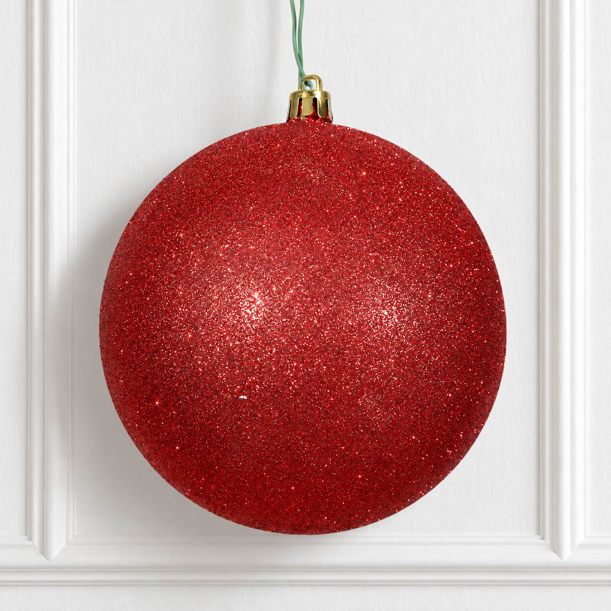 6" Shatterproof Ball Ornament - Red - Glitter - Bag of 4 — view 2