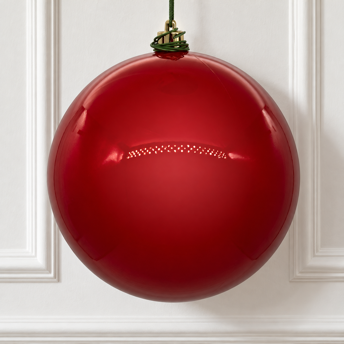 6" Shatterproof Ball Ornament - Red - Pearl - UV Treated - Bag of 4 — view 2