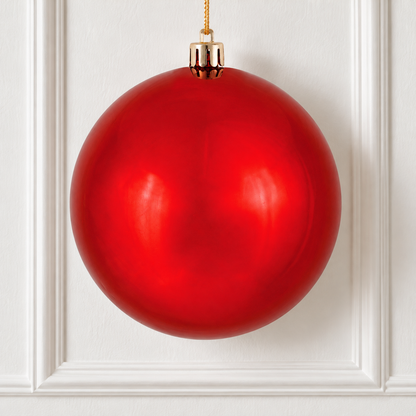 6" Shatterproof Ball Ornament - Red - Shiny - UV Treated - Bag of 4 — view 2