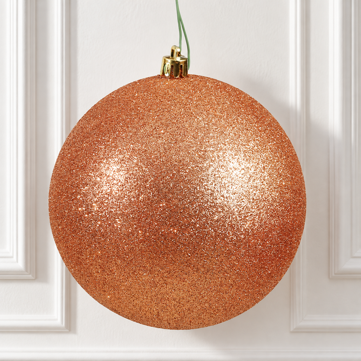 6" Shatterproof Ball Ornament - Rose Gold - Glitter - Bag of 4 — view 2