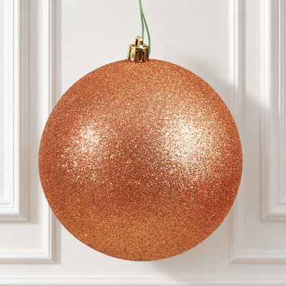 6" Shatterproof Ball Ornament - Rose Gold - Glitter - Bag of 4 — view 2