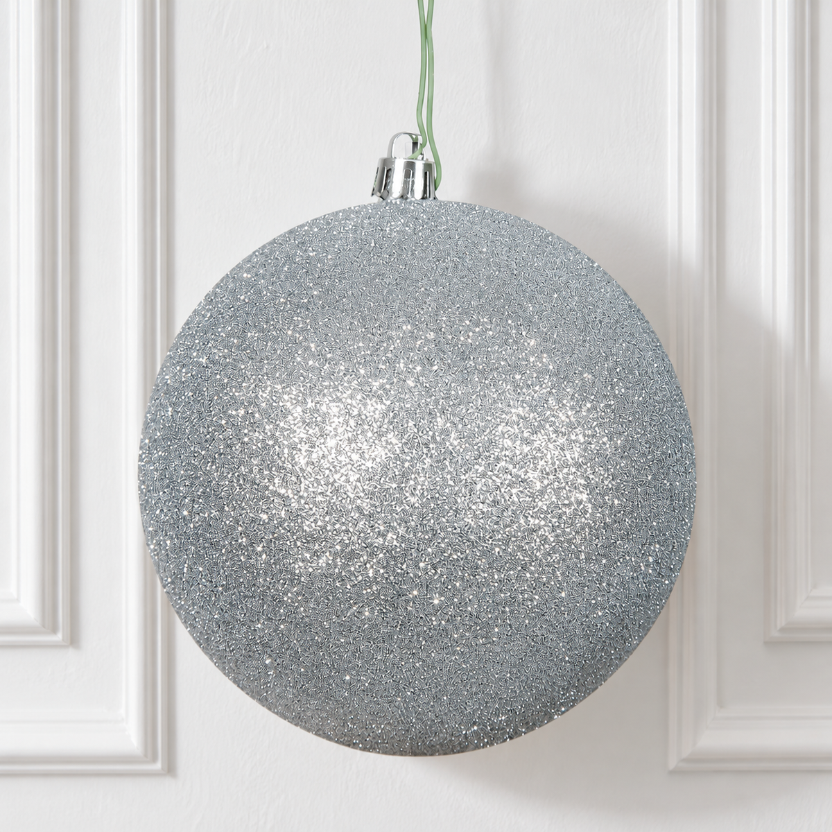 6" Shatterproof Ball Ornament - Silver -  Glitter - Bag of 4 — view 2