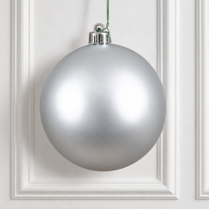 6" Shatterproof Ball Ornament - Silver - Matte - UV Treated - Bag of 4 — view 2