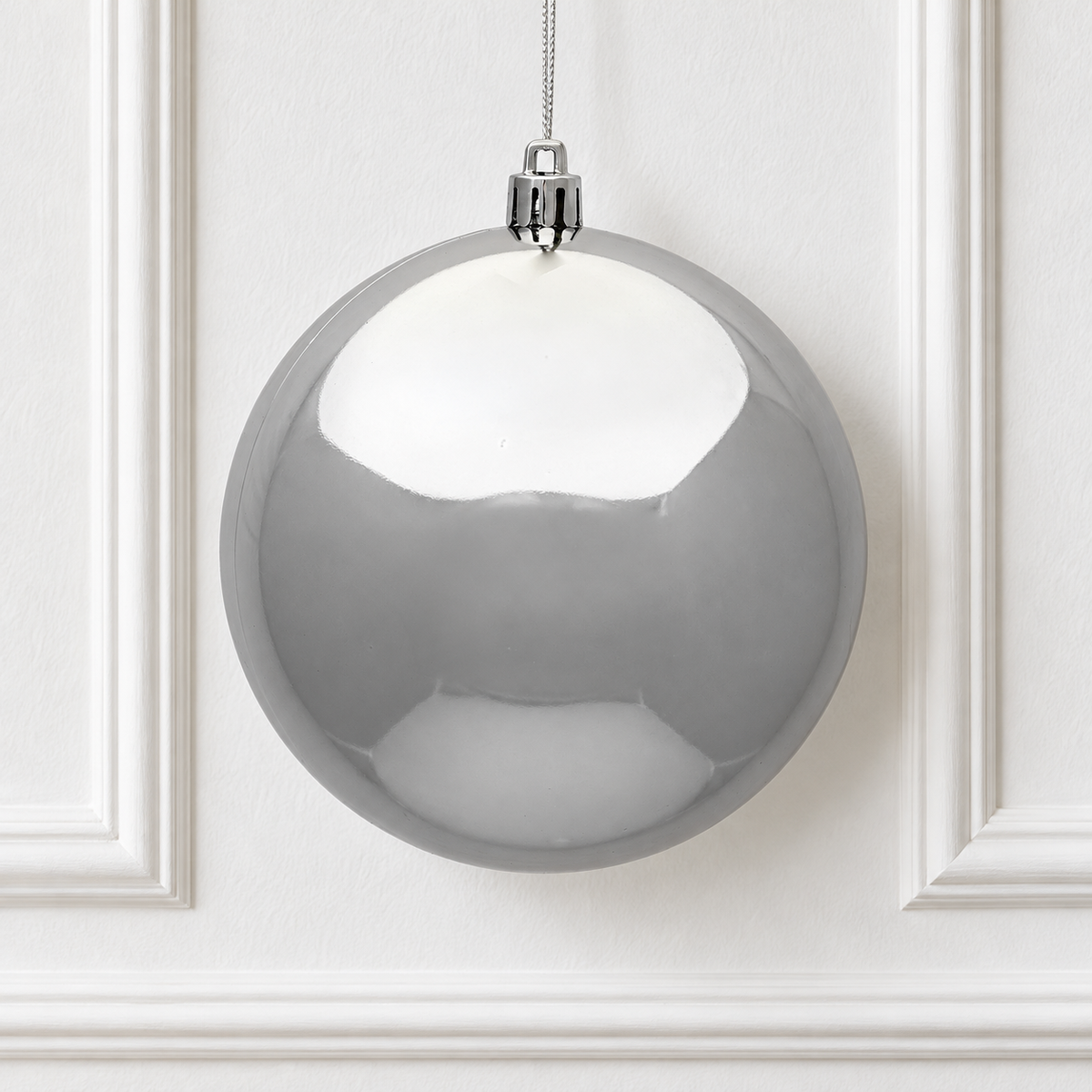 6" Shatterproof Ball Ornament - Silver - Shiny - UV Treated - Bag of 4 — view 2