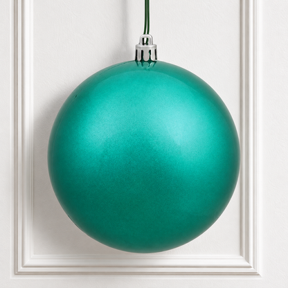 6" Shatterproof Ball Ornament - Teal - Glitter - Bag of 4 — view 2