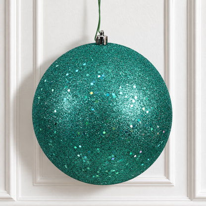 6" Shatterproof Ball Ornament - Teal - Sequin - Bag of 4 — view 2