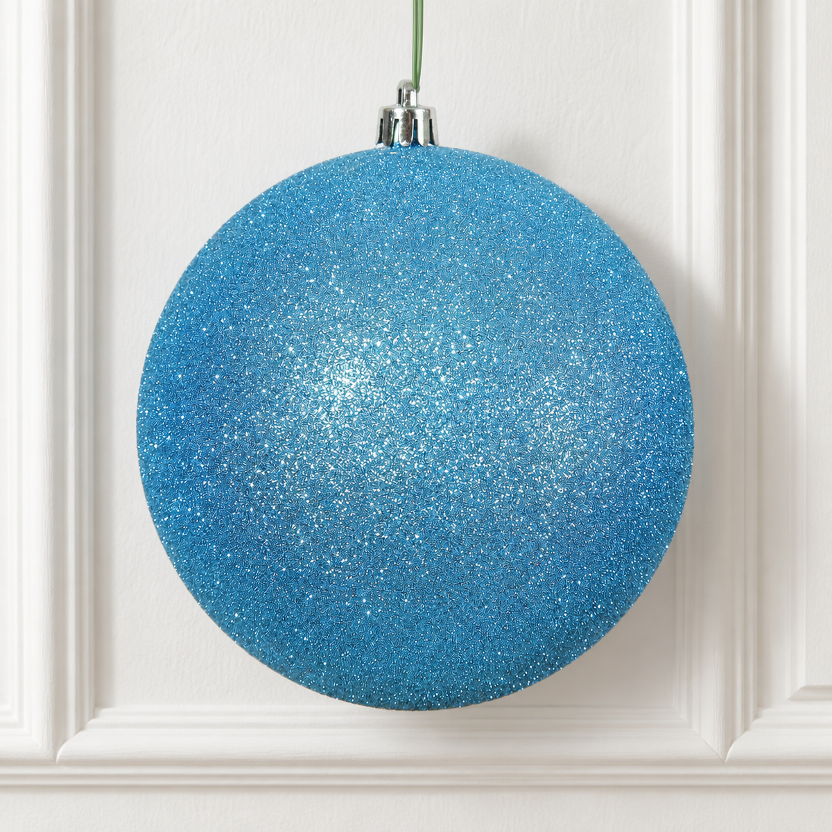 6" Shatterproof Ball Ornament - Turquoise - Glitter - Bag of 4 — view 2