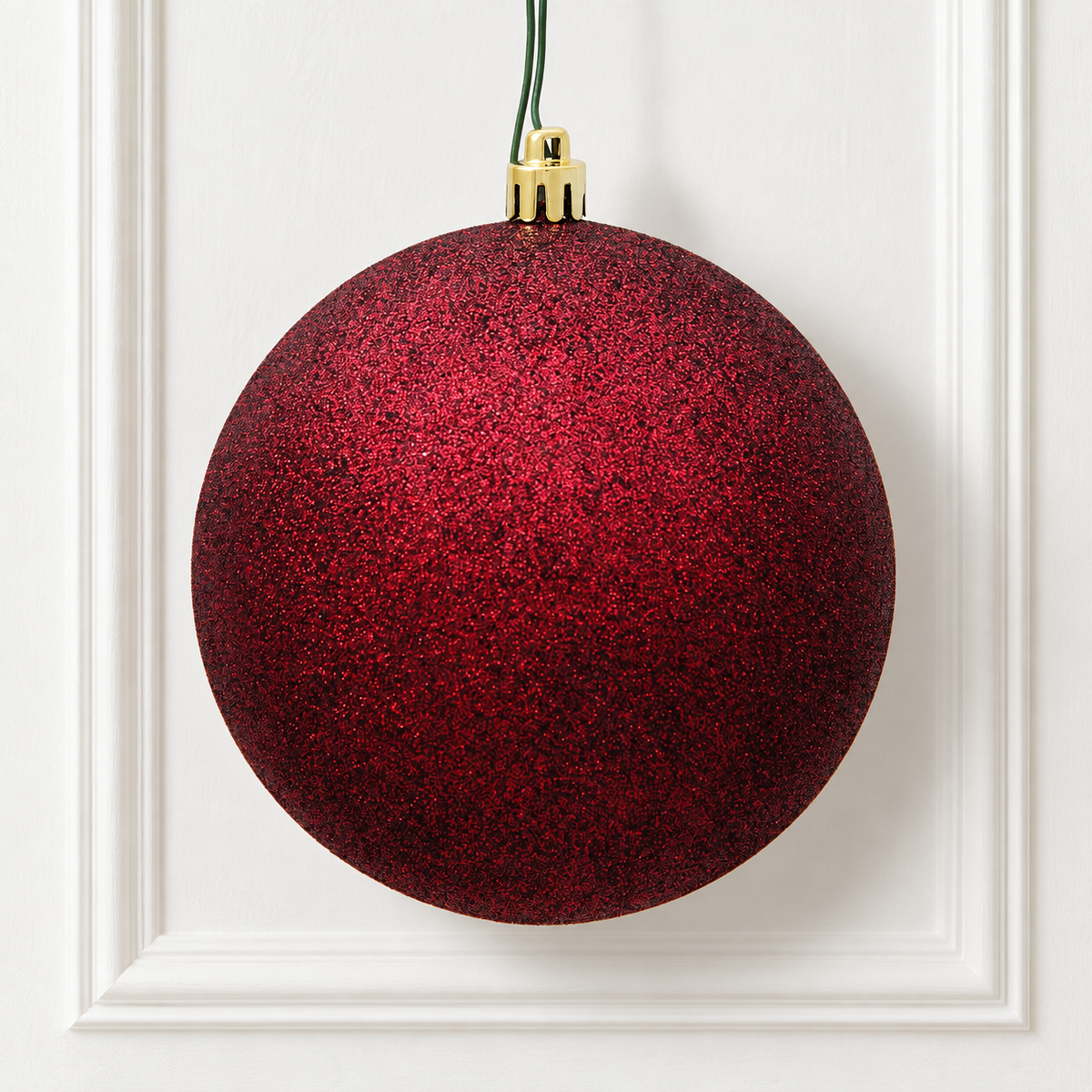 8" Shatterproof Ball Ornament - Burgundy - Glitter — view 2
