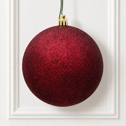 8" Shatterproof Ball Ornament - Burgundy - Glitter — view 2