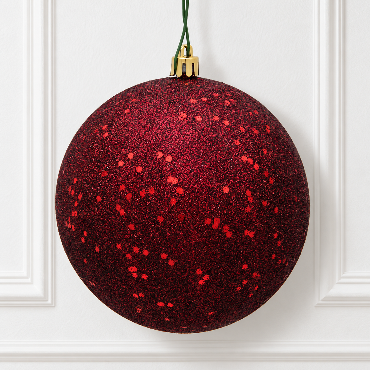 8" Shatterproof Ball Ornament - Burgundy - Sequin — view 2