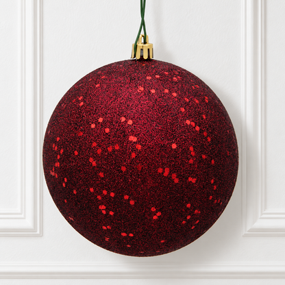 8" Shatterproof Ball Ornament - Burgundy - Sequin — view 2