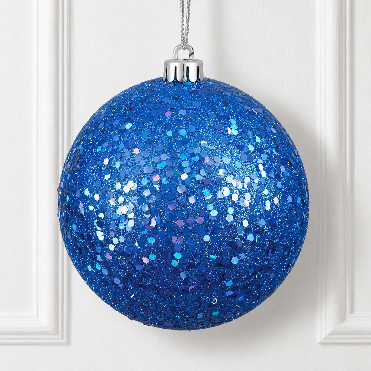 8" Shatterproof Ball Ornament - Blue - Sequin — view 2