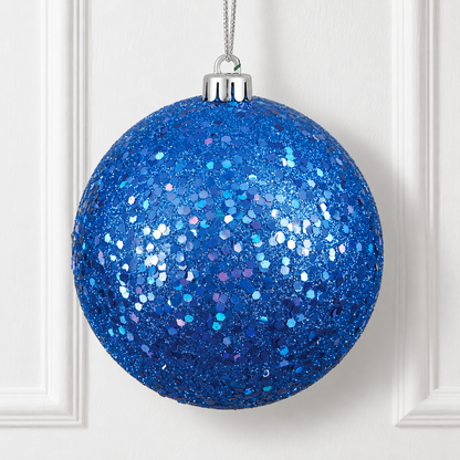 8" Shatterproof Ball Ornament - Blue - Sequin — view 2