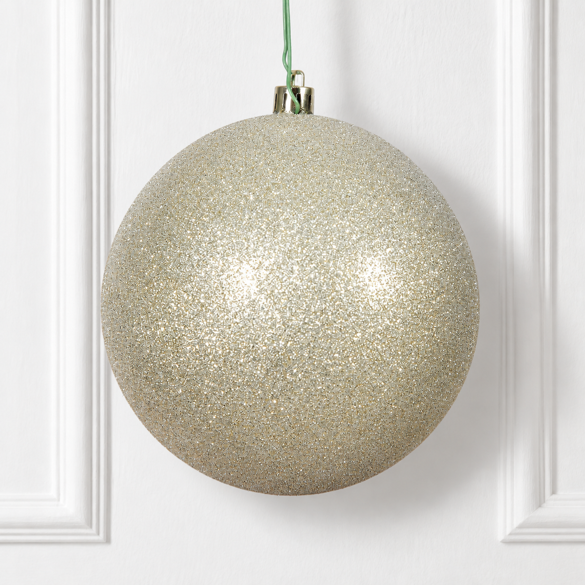8" Shatterproof Ball Ornament - Champagne - Glitter — view 2