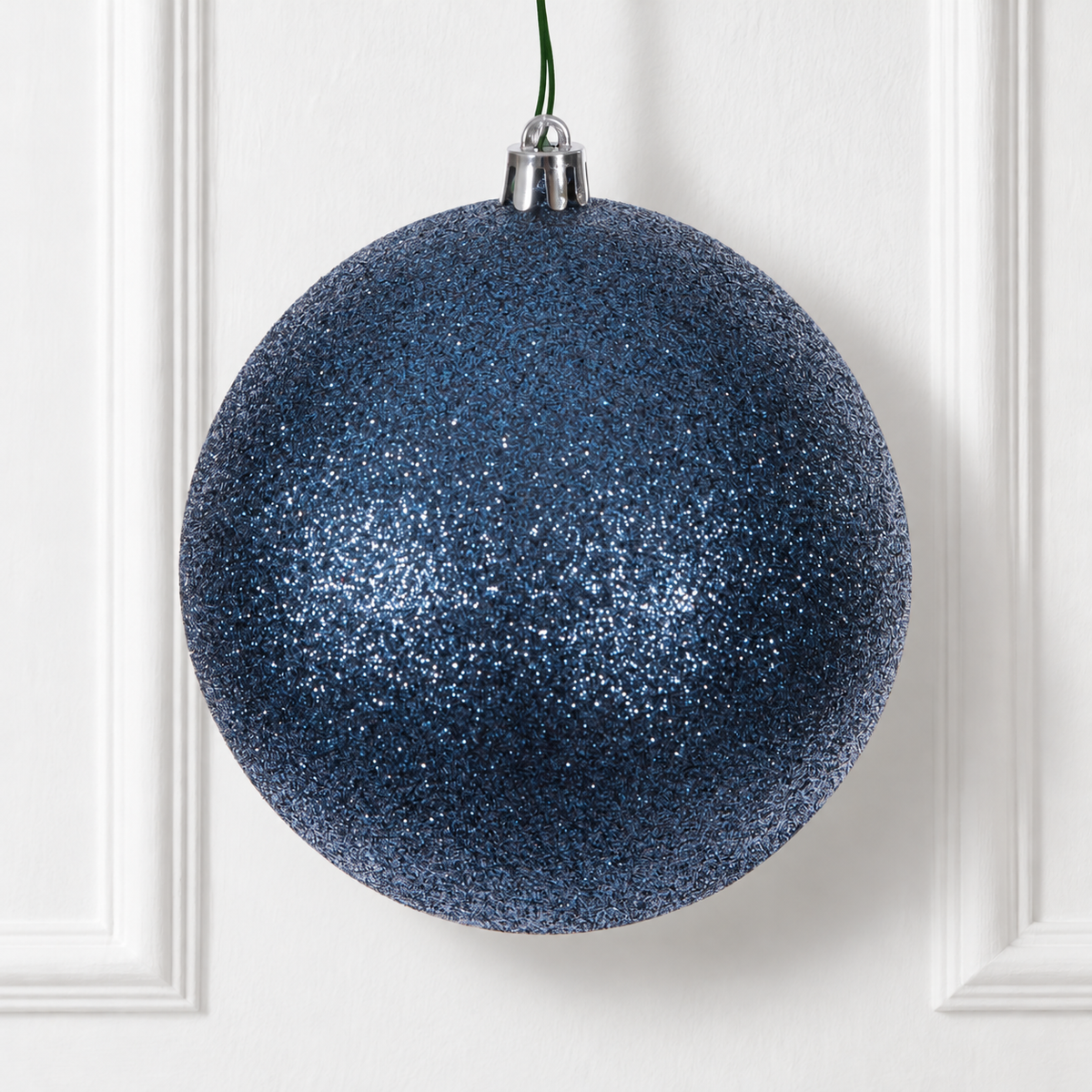 8" Shatterproof Ball Ornament - Denim Blue - Glitter — view 2