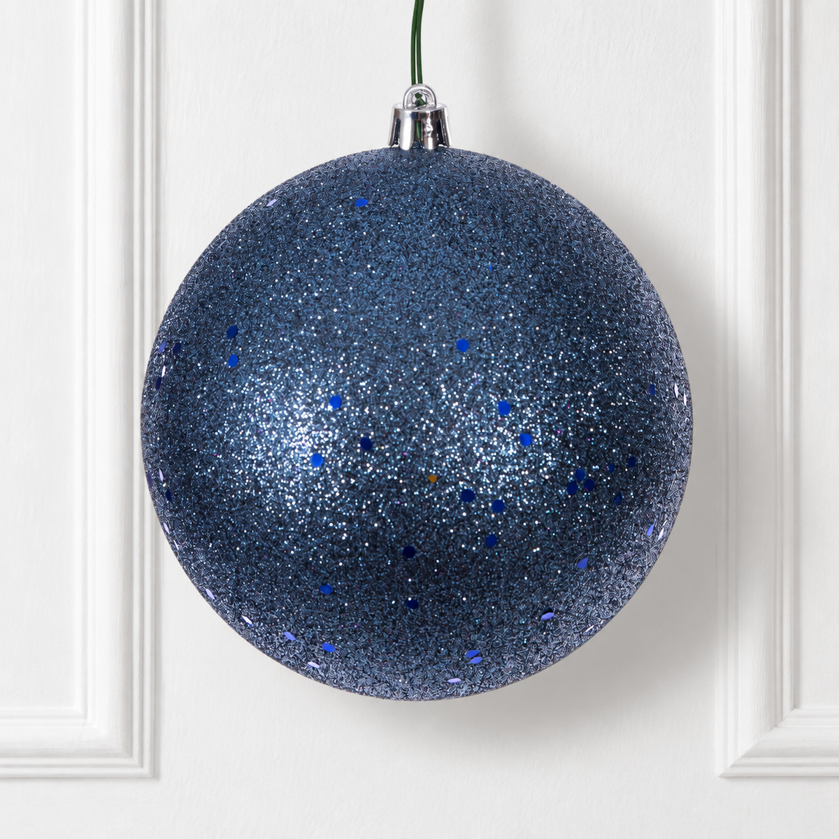 8" Shatterproof Ball Ornament - Denim Blue - Sequin — view 2