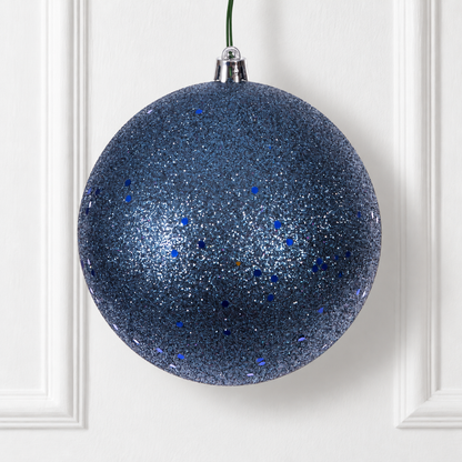 8" Shatterproof Ball Ornament - Denim Blue - Sequin — view 2