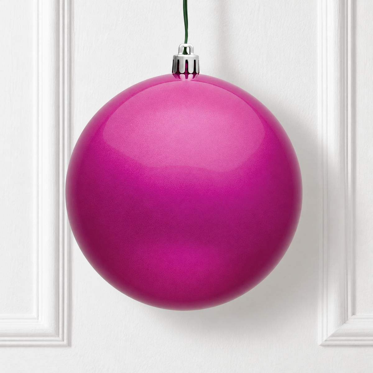 8" Shatterproof Ball Ornament - Fuchsia- Candy - UV Treated — view 2