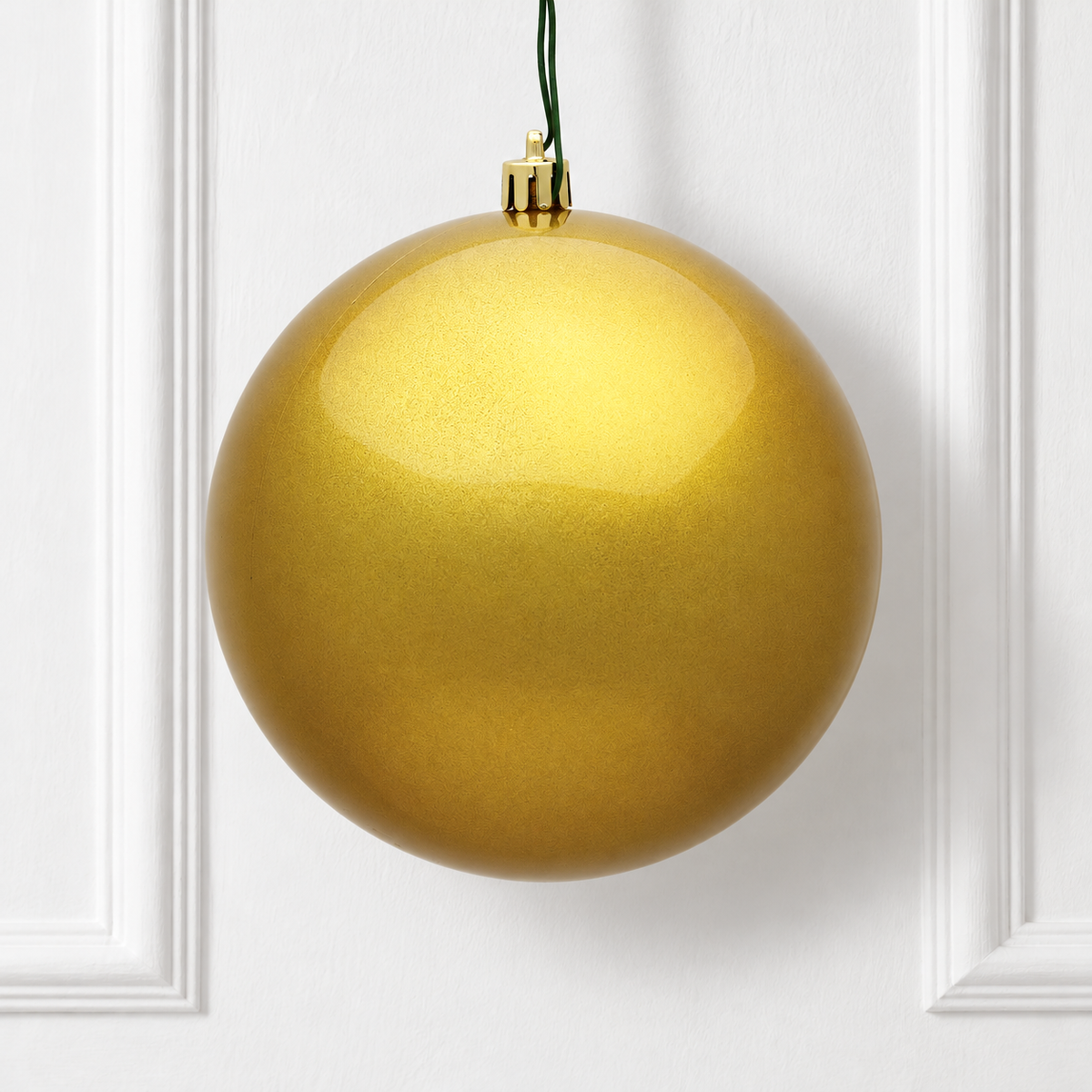 8" Shatterproof Ball Ornament - Gold - Candy - UV Treated — view 2