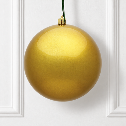 8" Shatterproof Ball Ornament - Gold - Candy - UV Treated — view 2
