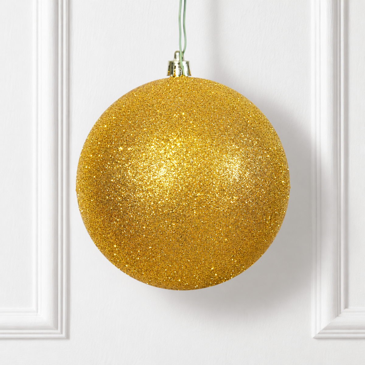 8" Shatterproof Ball Ornament - Gold - Glitter — view 2