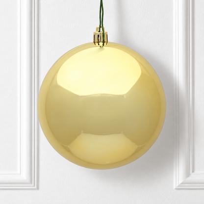 8" Shatterproof Ball Ornament - Gold - Shiny - UV Treated — view 2