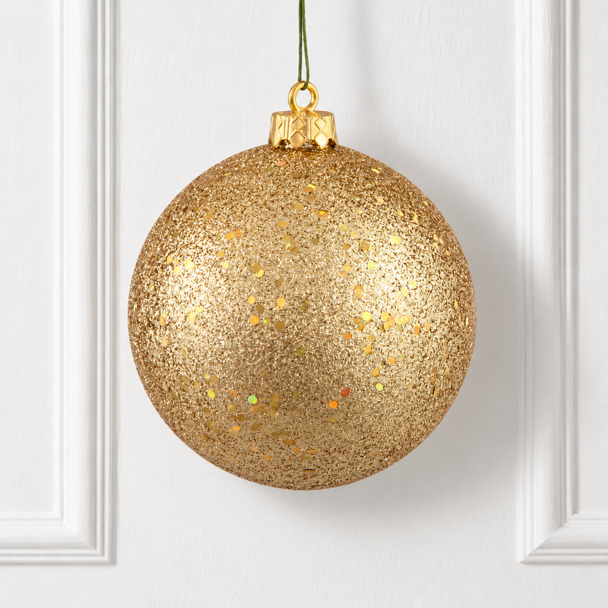 8" Shatterproof Ball Ornament - Gold - Sequin — view 2